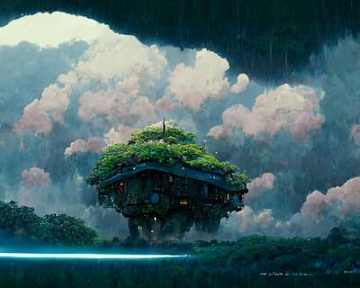 a tree house in the middle of a forest