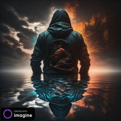 a person in a hooded jacket standing in the water