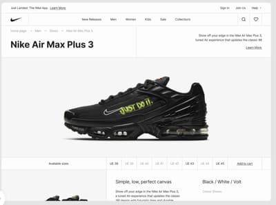 the nike air max plus 3 is on sale