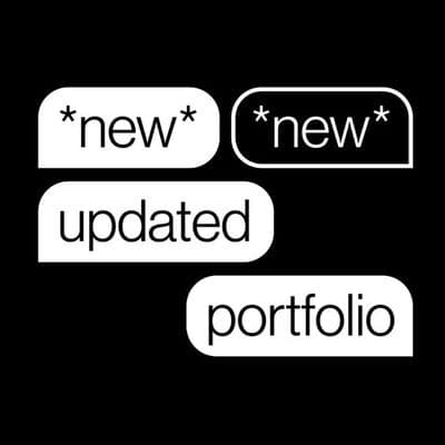a black and white photo with the words new, updated, and portfolio