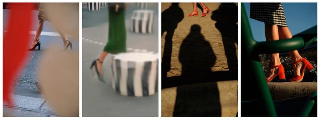a collage of photos of a woman's legs and shoes