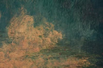 a painting of water lilies in a pond
