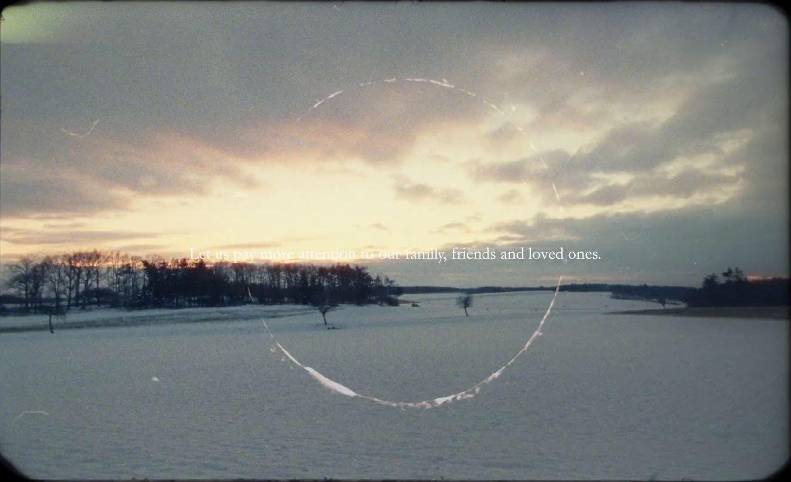 a circle drawn in the middle of a snow covered field