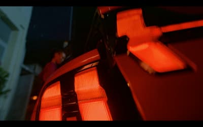a close up of the tail lights of a car