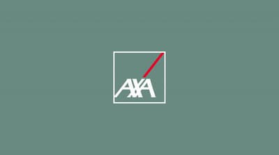 a white and red logo on a green background