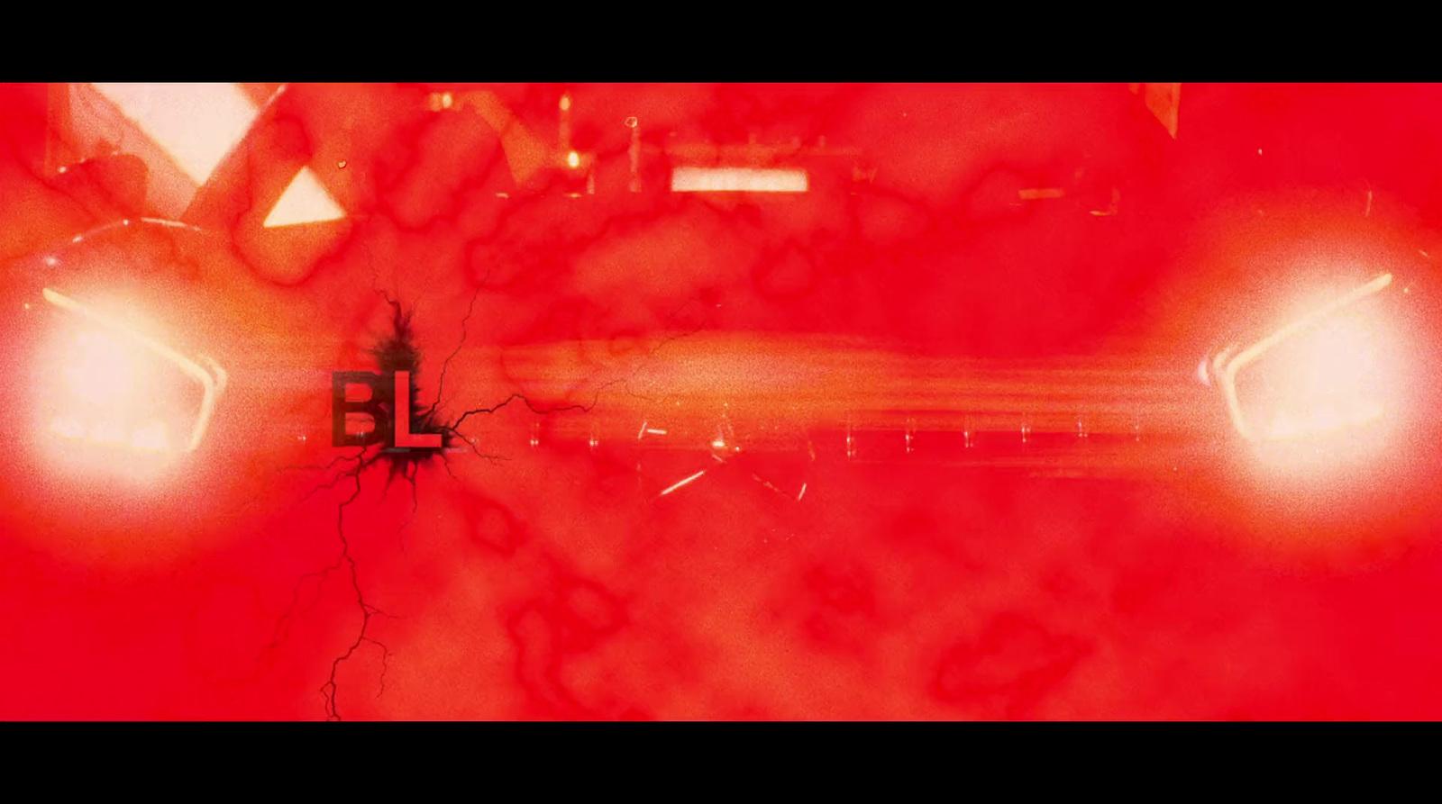a red background with two lights on it