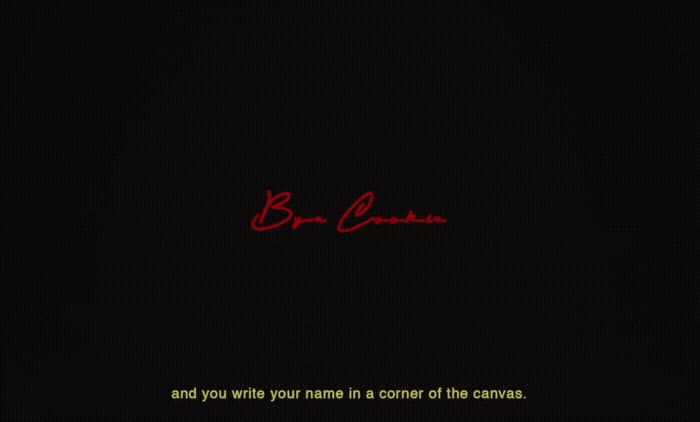 a black background with red writing on it