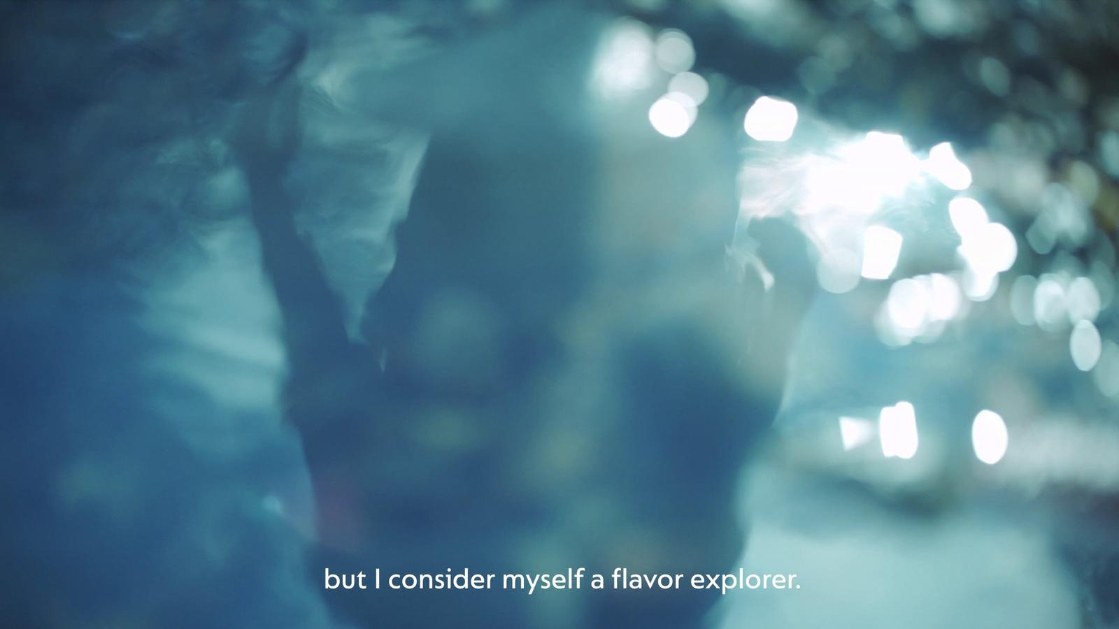 a blurry photo of a person's face with the words, but consider