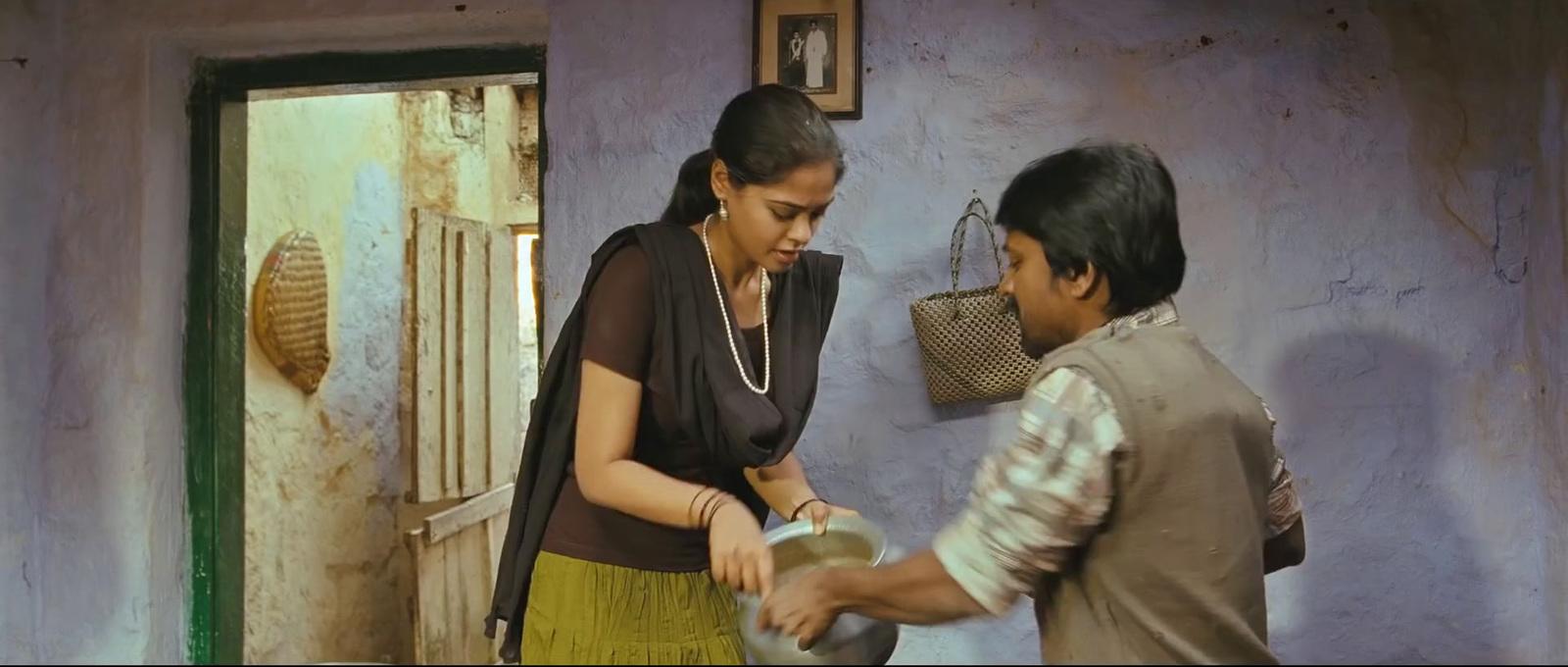 a man standing next to a woman in front of a door