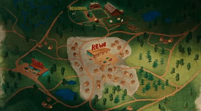 a drawing of a map of a park