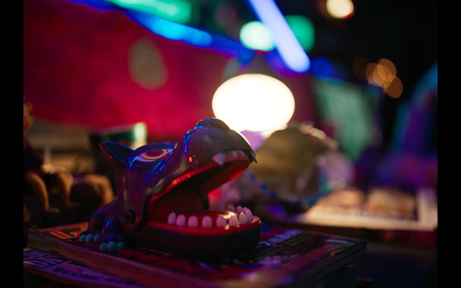 a close up of a toy head on a table