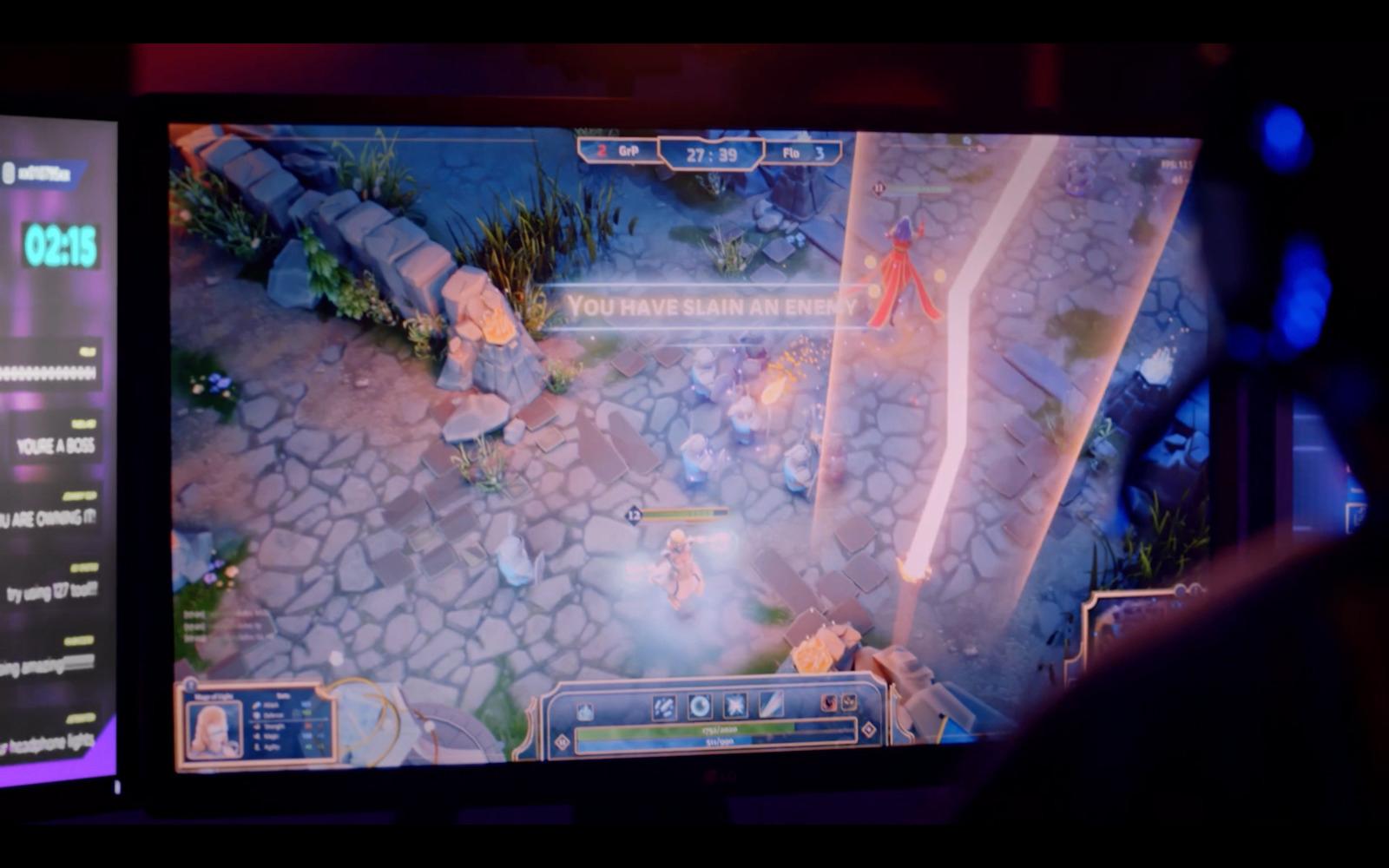 a person playing a video game on a tv