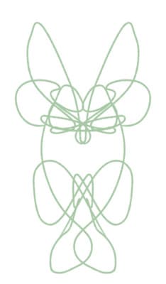 a drawing of a butterfly with a knot around it's neck