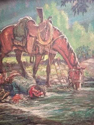 a drawing of a man riding a horse