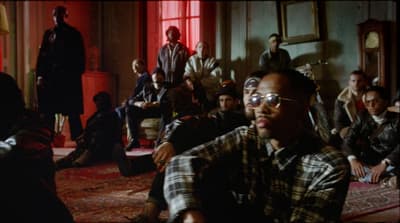 a group of people sitting in a room