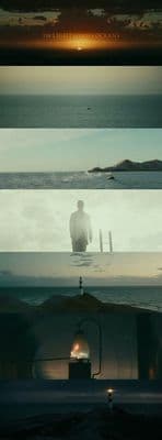 a series of three images of a man sitting on a bench