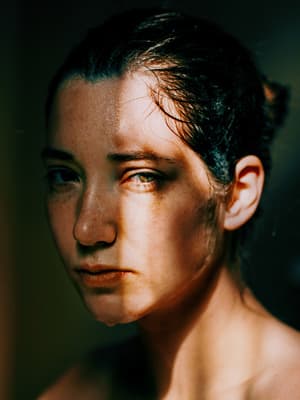 a close up of a person with a shirt on