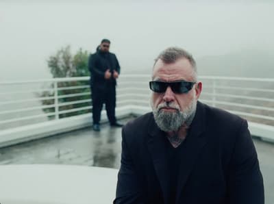 a man with a beard wearing sunglasses on a boat