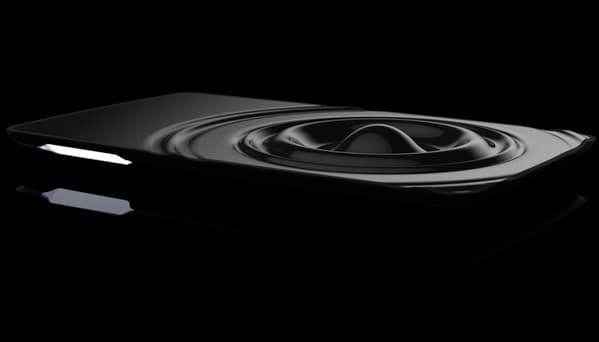 a black speaker on a black background