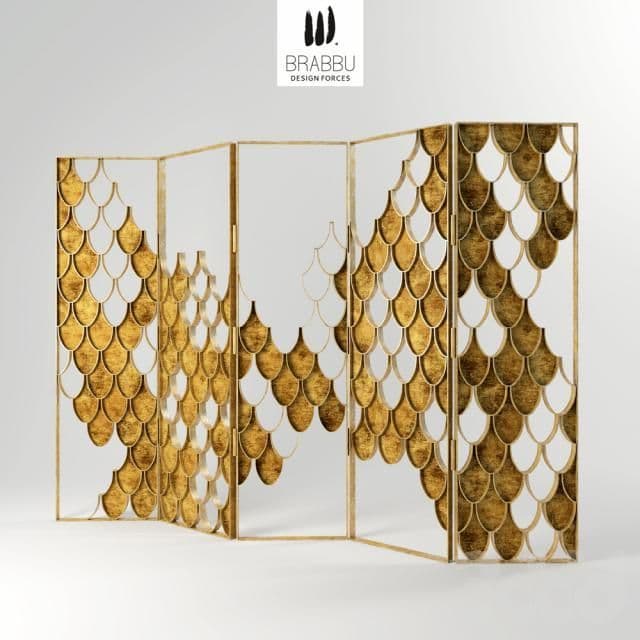 a room divider made out of gold coins