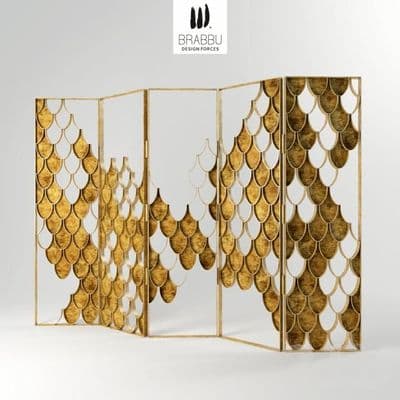 a room divider made out of gold coins