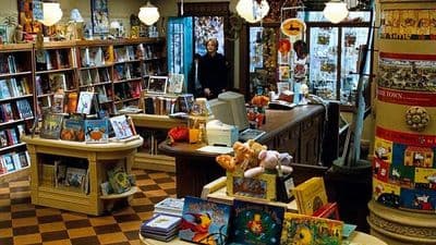 a store filled with lots of books and stuffed animals