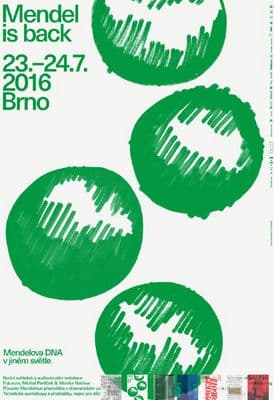 a poster with three green circles on it