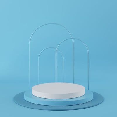 a white round object on a blue surface