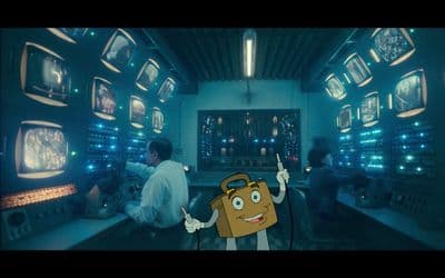 a man standing in a room filled with lots of monitors
