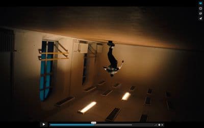 a skateboarder is doing a trick in the air