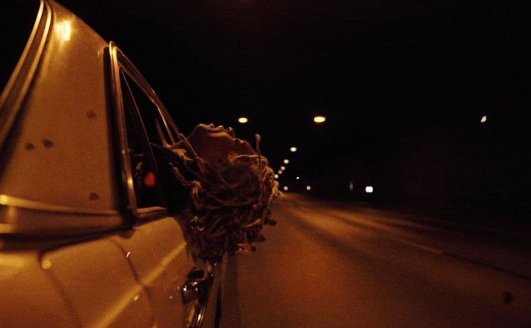 a close up of a rear view mirror on a car