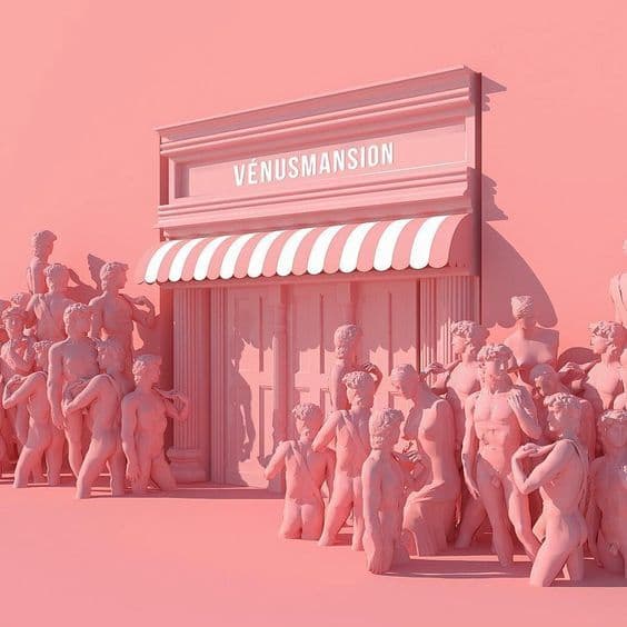 a group of statues in front of a store