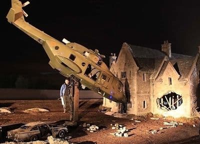 a helicopter that is sitting on top of a building