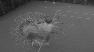 a woman in a costume is playing tennis