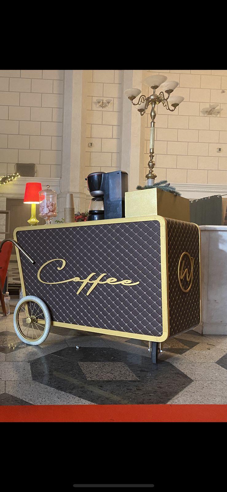 a cart that is sitting on a tile floor