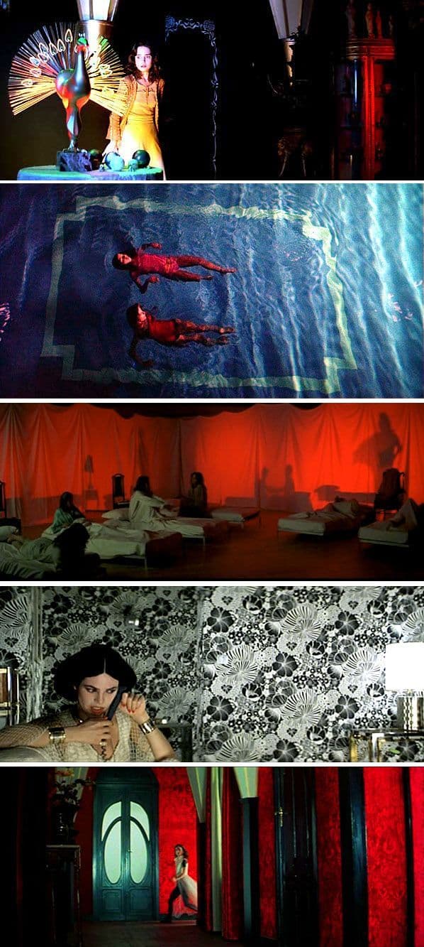 a series of three images of a woman in a room