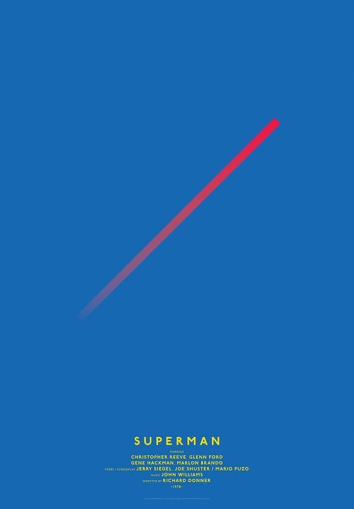 a blue poster with a red line on it