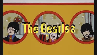 a picture of the beatles on a yellow background
