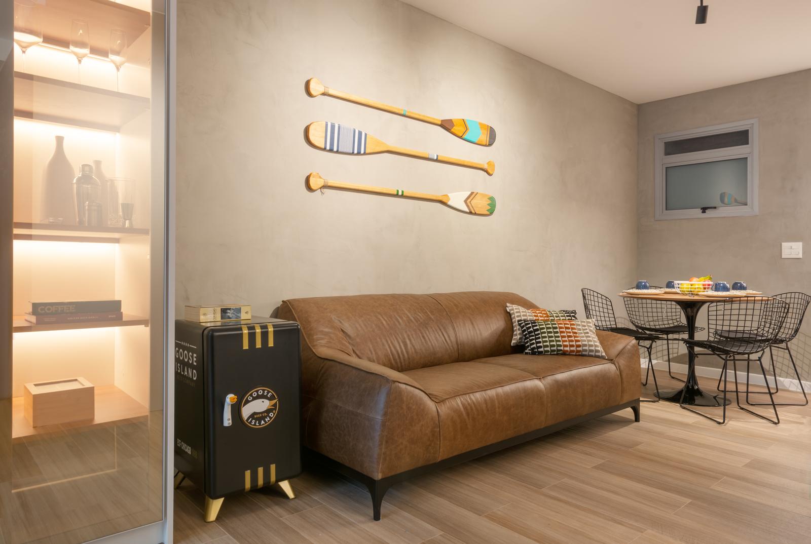 a living room with a couch and a table