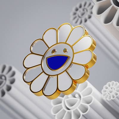 a close up of a decorative object with a flower on it