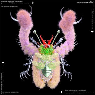 a picture of a strange creature made out of flowers and feathers