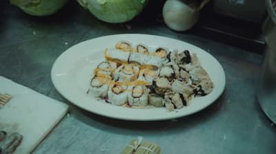 a plate of food that is on a table