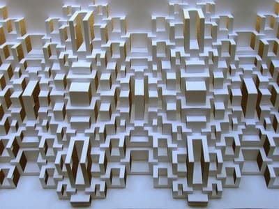 a sculpture made out of squares and squares