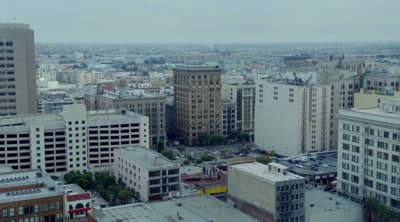 a view of a city from the top of a building