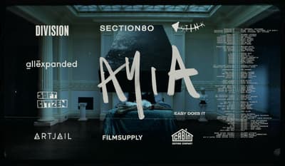 a movie poster with a person in a bed