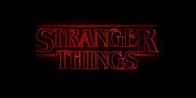 a red neon sign that says,'strange things '