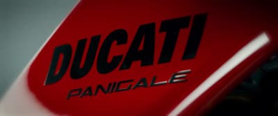 a close up of the ducati logo on a motorcycle