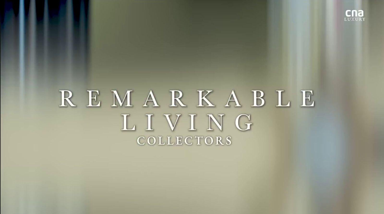 a blurry photo of a living room with the words remarkable living collectors
