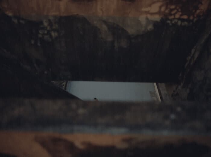 a view of a small window in a wall