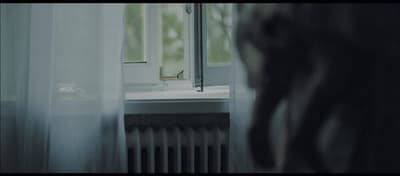 a blurry photo of a window and a radiator